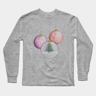 Watercolor Christmas Snow Globe Bauble Long Sleeve T-Shirt